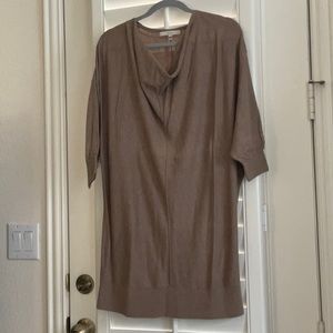SEJOUR Drape Collar Tunic in Tan - Size 1X
